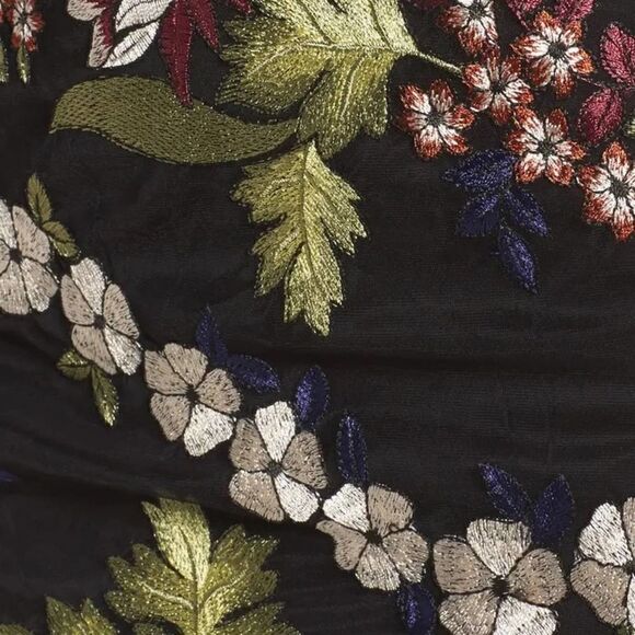 Bardot Jade Black Lace Jewel Tone Floral Sheer Cutout Back Mini Dress Sz 6 - Picture 6 of 10